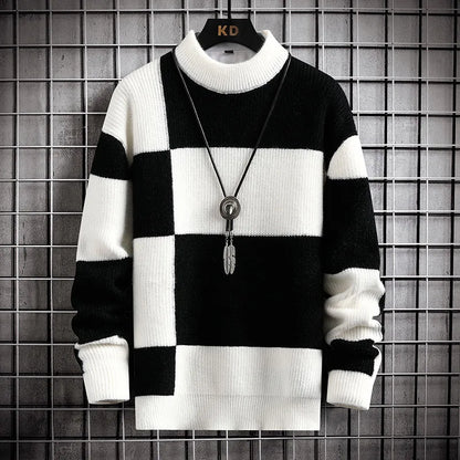 Men's Two-Tone Chenille Knitted Sweater - Various Colors