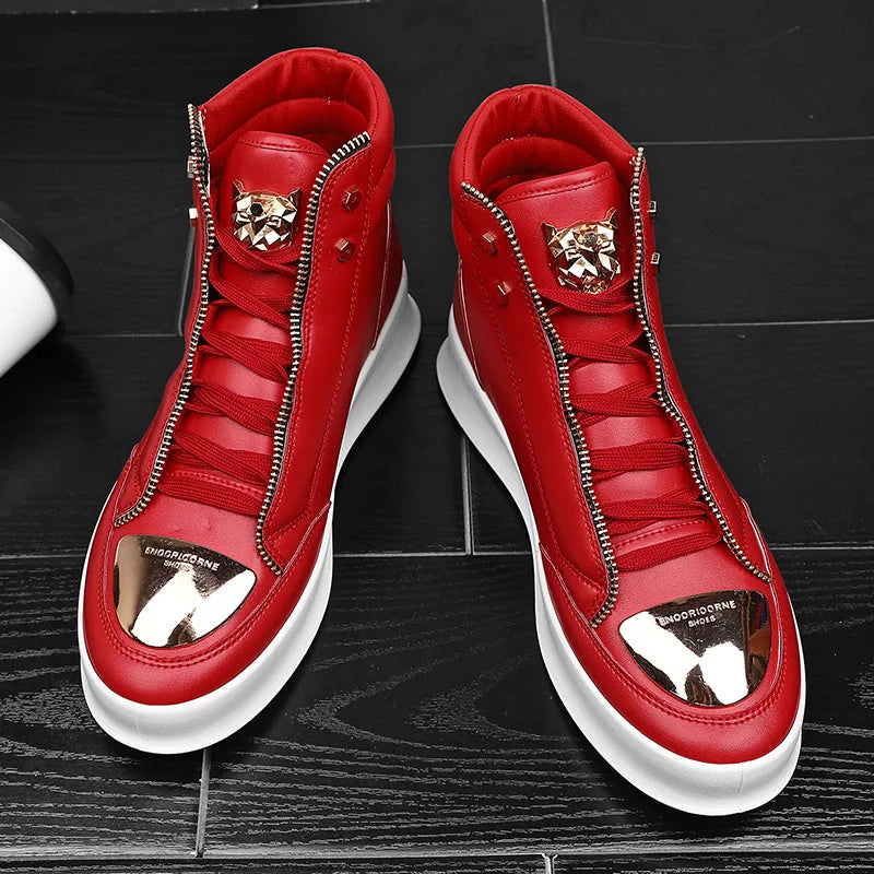 Men's Zippered High Top Sneakers - Various Colors
