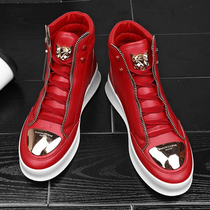 Men's Zippered High Top Sneakers - Various Colors