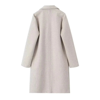 Women's Woolen Coat - Open Stitch Long Trench Coat for Women