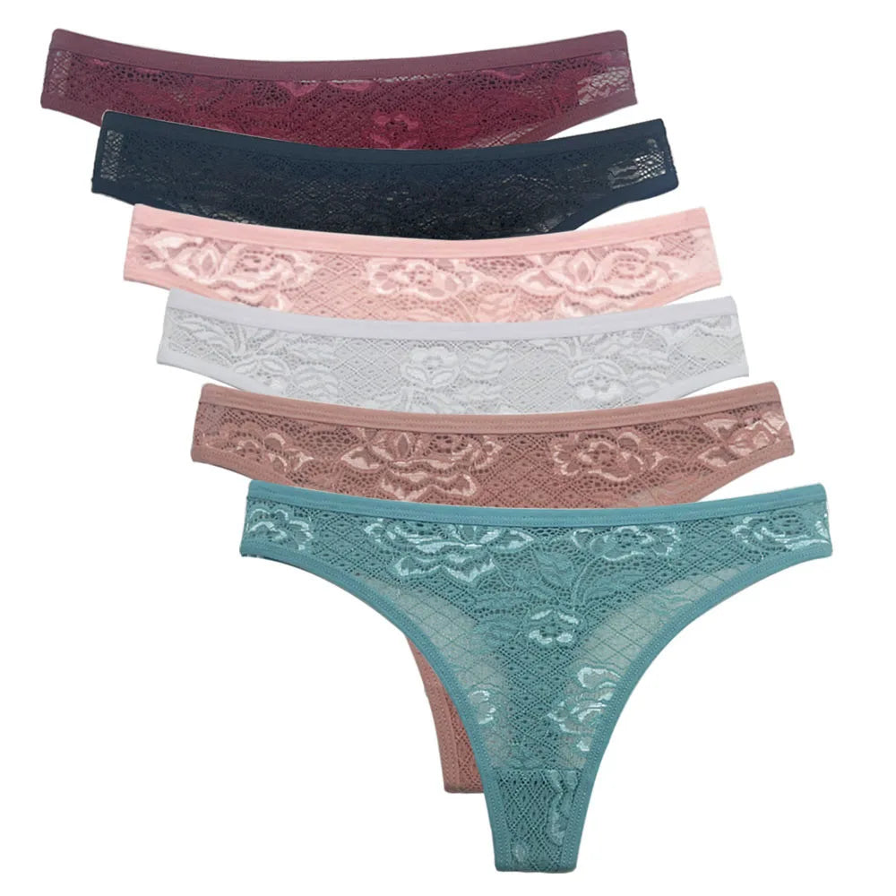 5-Piece Set of Women's Transparent G-String Thongs - Various Color Set