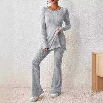 Women's Casual Two-Piece Knit Sweater and Elastic Waist Pants Set