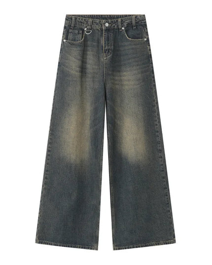 EFB Men's Gradient Washed Straight Leg Denim Pants with Metal Ring Design