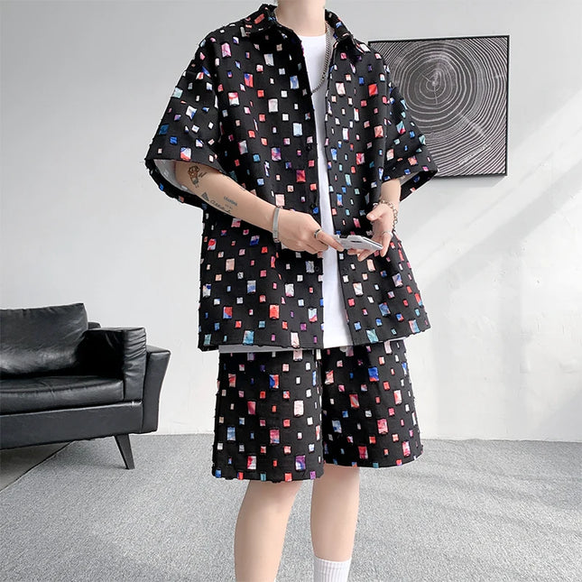 Men's 2-Piece Casual Short Sleeve Shirt and Shorts Set