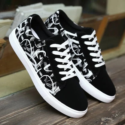 Men's Graffiti-Print Vulcanized Canvas Sneakers