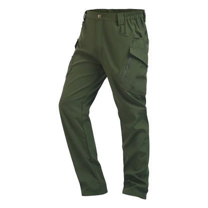 Men's Slim Fit Casual Pants with Multiple Pockets and Micro Elasticity