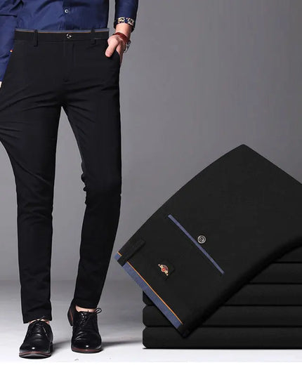 Men's Stretch Straight-Leg Trousers - Slim Fit Style