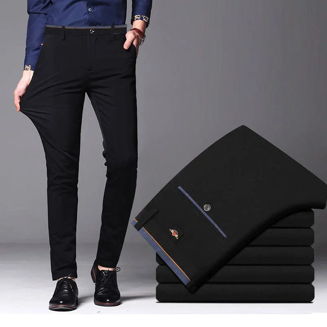 Men's Stretch Straight-Leg Trousers - Slim Fit Style