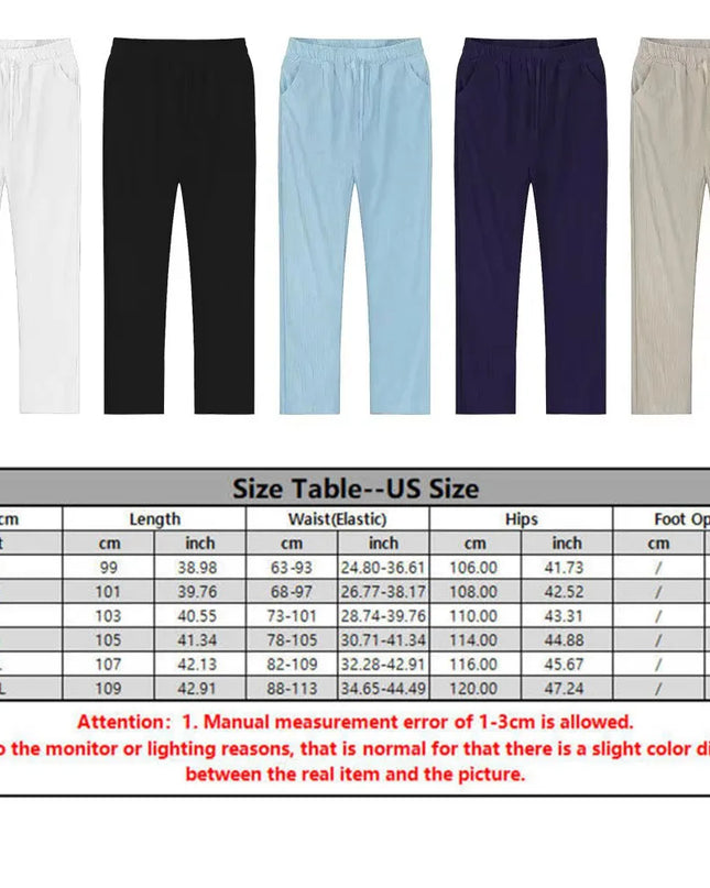 Two Piece Men's Cotton Linen Shirt and Pants Set
