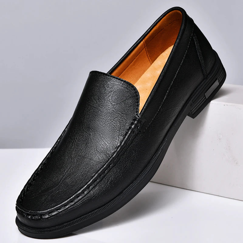 Premium Genuine Leather Men’s Slip-On Loafers - Comfortable & Stylish Men's Leather Dress Shoes