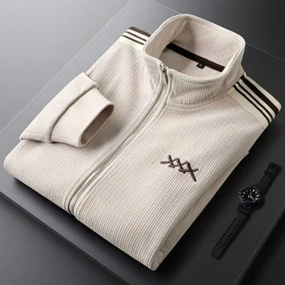 Men's 2-Piece Zipper Stand-Up Collar Cardigan & Straight Leg Sweatpants Set