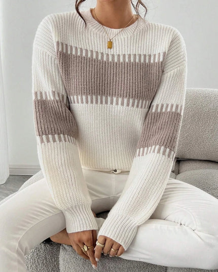 Casual Women's Knit Pullover with Stripes