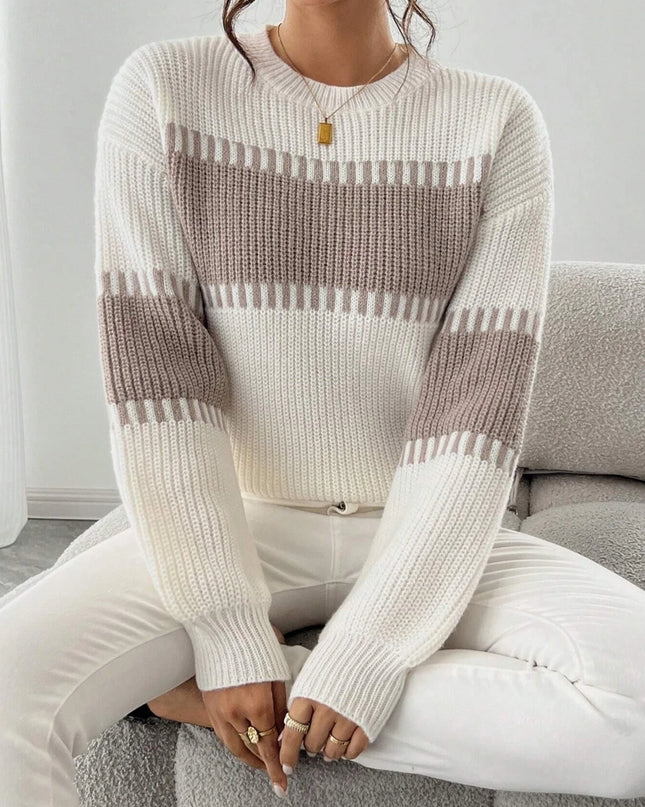 Casual Women's Knit Pullover with Stripes