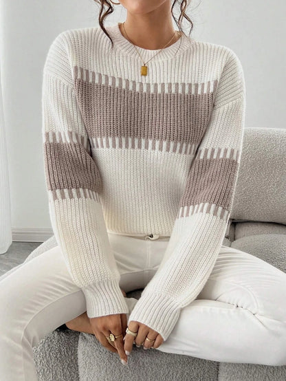 Casual Women's Knit Pullover with Stripes