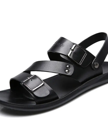 Men's Casual Faux Leather Sandals - Non-Slip, Breathable Roman Slippers