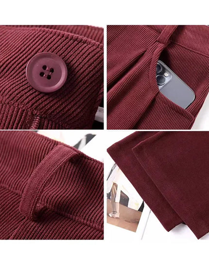 Women's Chic High Waist Straight Leg Trousers - Slim Fit Elegant Pants for Women