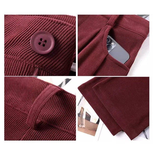 Women's Chic High Waist Straight Leg Trousers - Slim Fit Elegant Pants for Women