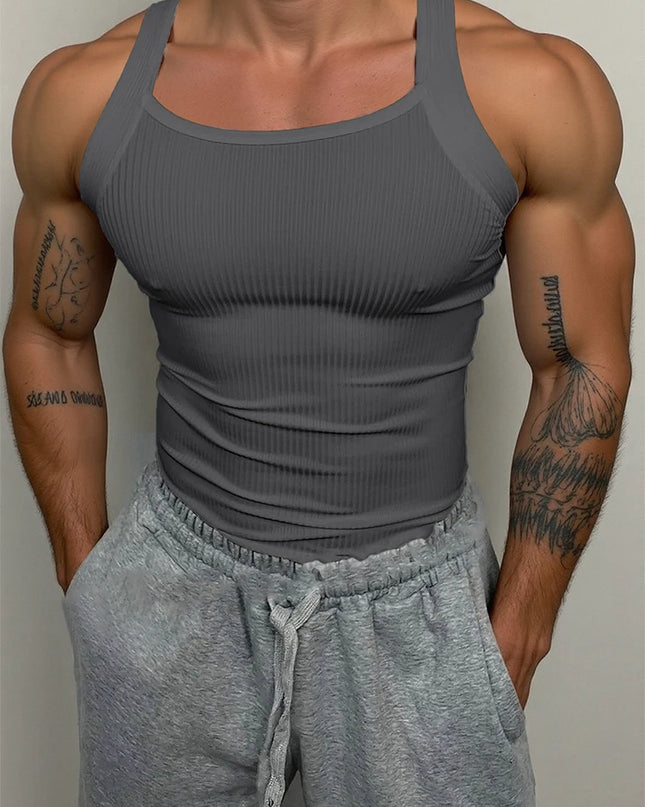 Men's Classic Ribbed Tank Top - Slim Fit, Elastic, Breathable Men's Sleeveless Shirt