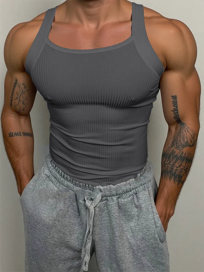 Men's Classic Ribbed Tank Top - Slim Fit, Elastic, Breathable Men's Sleeveless Shirt