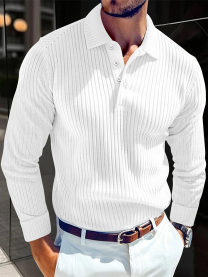 Men's Retro Striped Polo Sweater