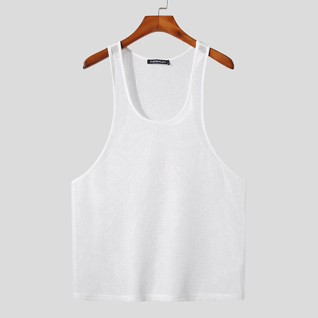 INCERUN Men's Transparent Mesh Tank Top