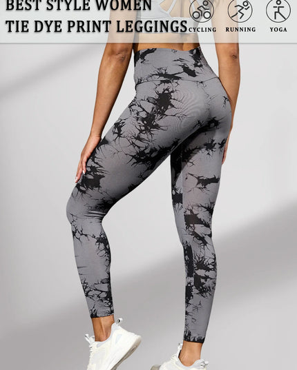 Seamless High-Waisted Tie-Dye Yoga Leggings – High Elasticity