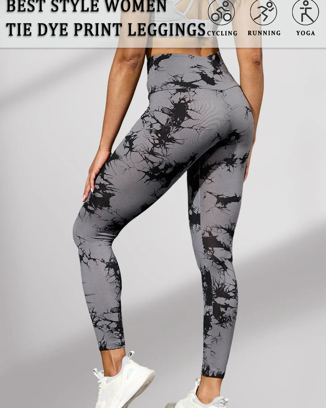 Seamless High-Waisted Tie-Dye Yoga Leggings – High Elasticity