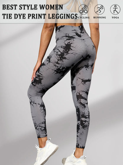 Seamless High-Waisted Tie-Dye Yoga Leggings – High Elasticity