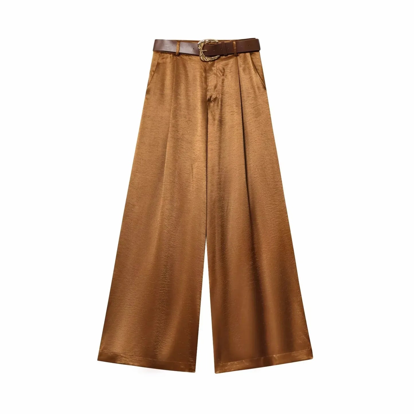 TRAF Women’s Baggy Belt Pants - Wide-Leg Casual Trousers for Women