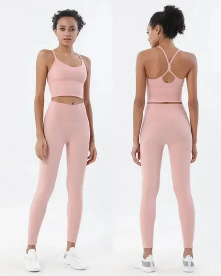 Women’s Gym Two-Piece Sports Bra and Leggings Set - Athletic Activewear Workout Outfit for Women