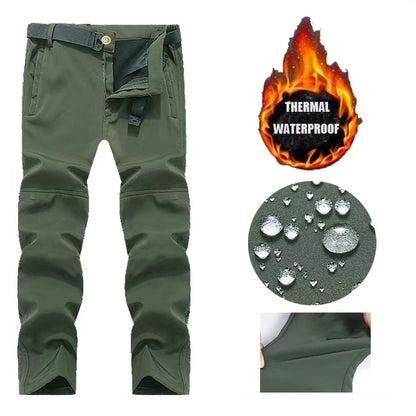 Men’s Waterproof Fleece Cargo Pants – Tactical Hiking Combat Trousers for Men