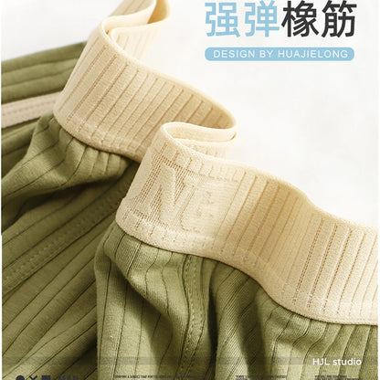 3-Pack Solid Striped Boxers for Men - 100% Cotton, Mesh Panels, High Elastic Waist