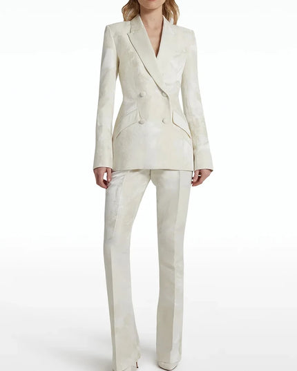 Women's Two-Piece Slim Fit Jacquard Pants Set