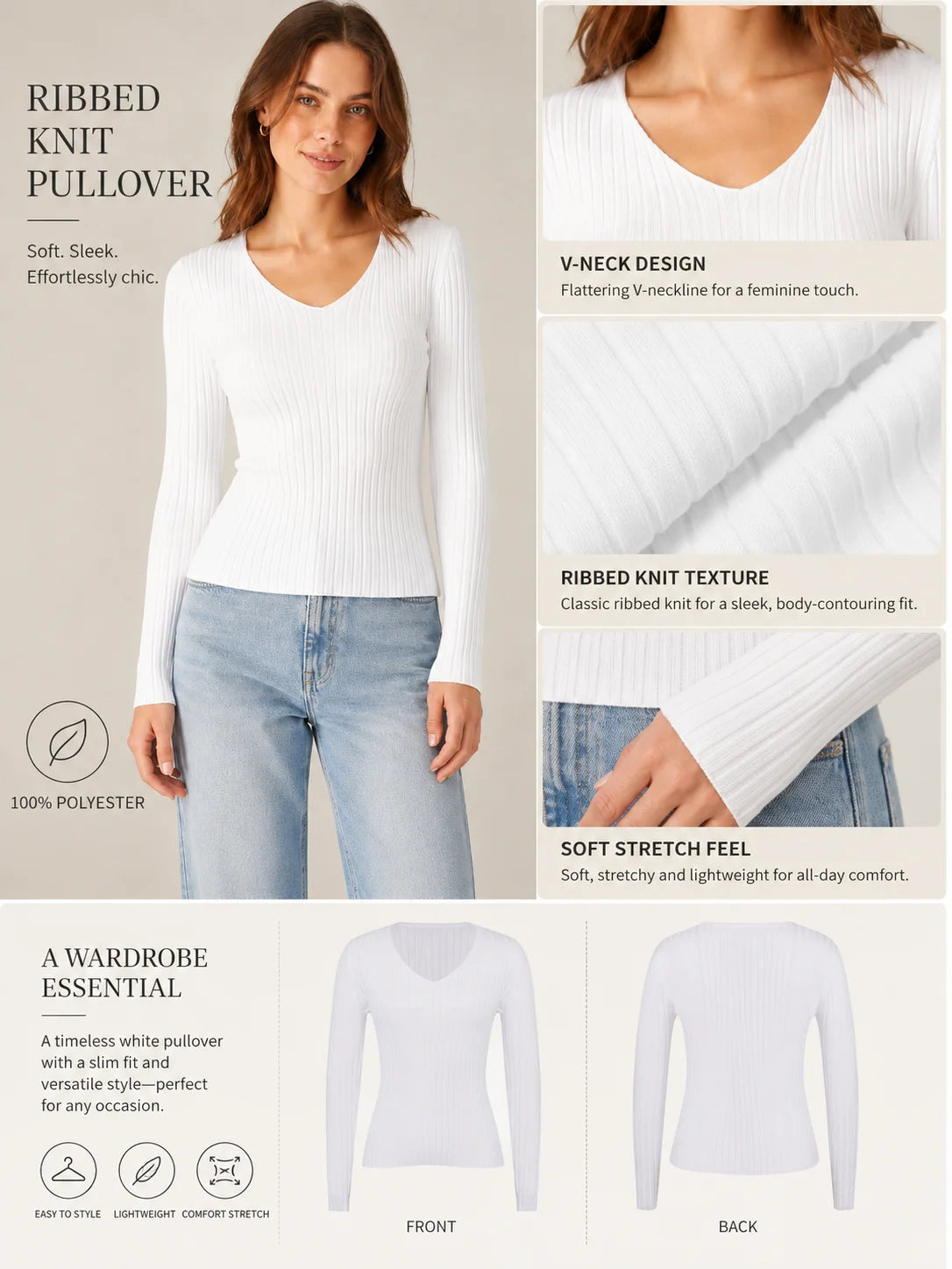 Women's V-Neck Slim Fit Sweater