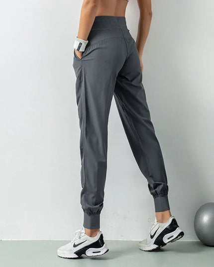 Women's Drawstring Joggers - Quick Dry Athletic Pants with Side Pockets