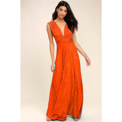 Convertible Red Bandage Dress for Women - Multiway Long Wrap Style