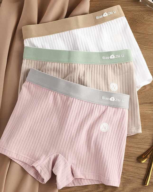 Women's 3-Pack Cotton Striped Breathable Briefs - Comfortable and Stylish Underwear Set