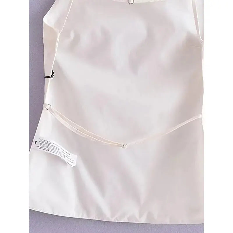 Backless Sleeveless Black and White Crop Top for Women with Thin Straps
