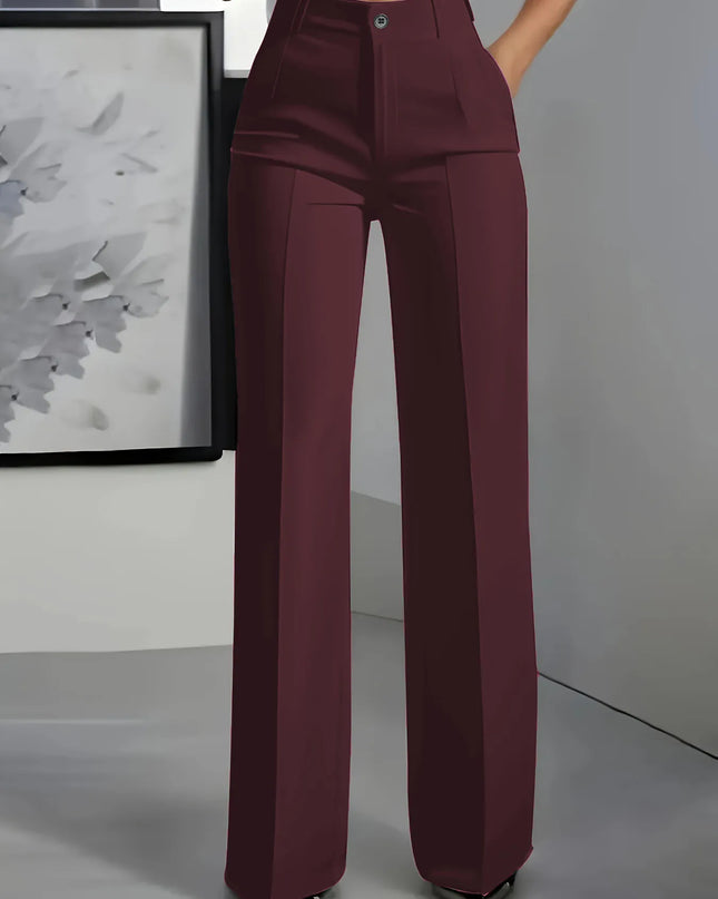 Women's High-Waisted Draped Straight-Cut Pants
