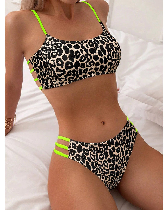 Leopard Print Women’s Bikini Swimsuit - High Waist Brazilian Bikini Set
