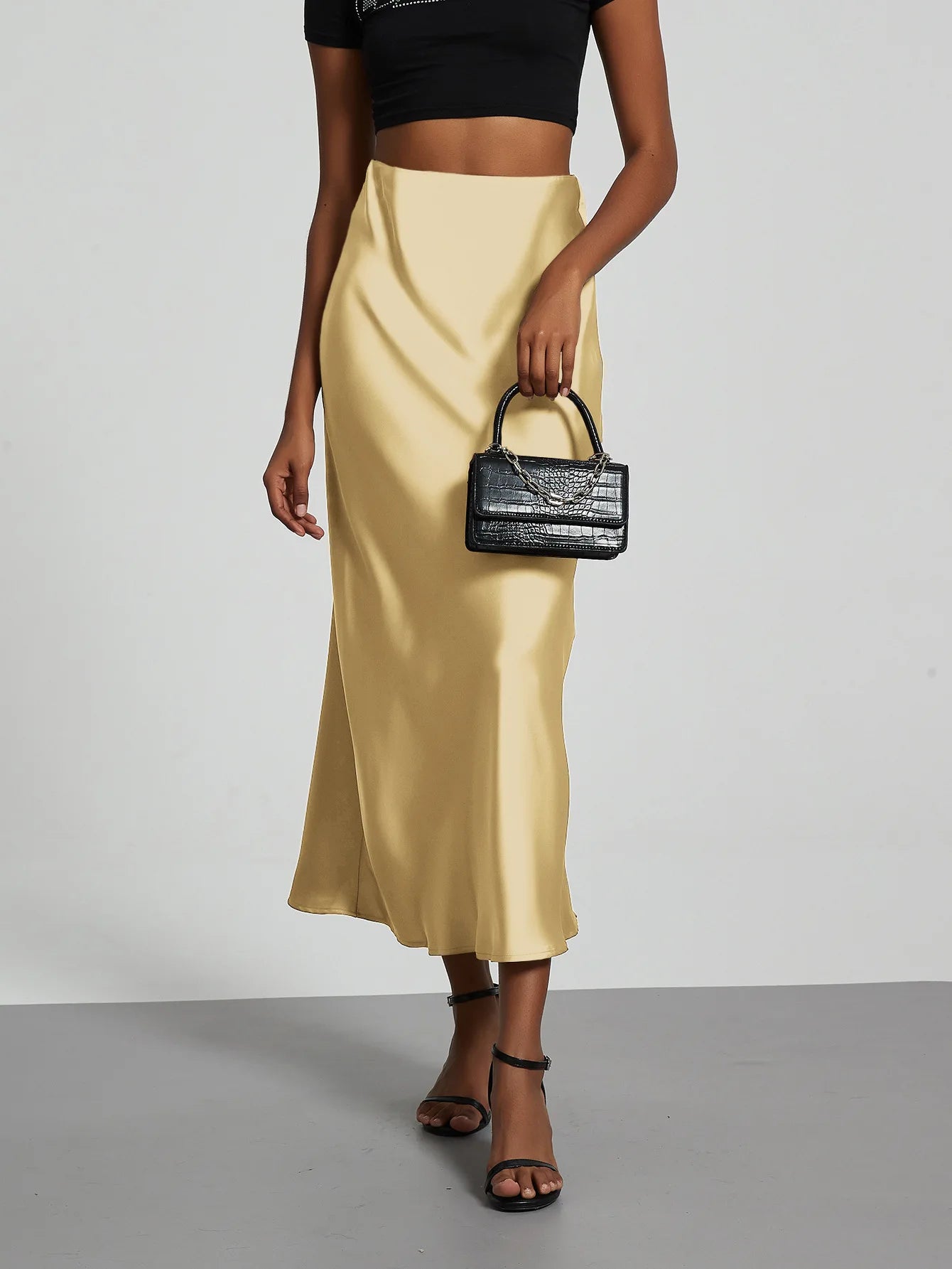 Women's Sophisticated High-Waisted Satin Maxi Skirt