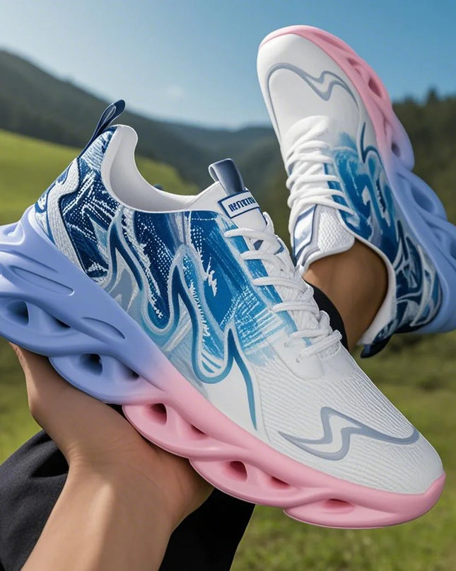 Unisex Lightweight Mesh Running Sneakers - Breathable, Comfortable, Flat Lace-Up Athletic Shoes