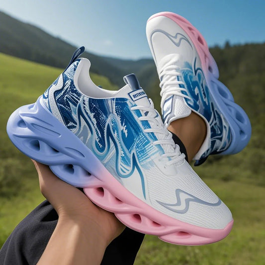 Unisex Lightweight Mesh Running Sneakers - Breathable, Comfortable, Flat Lace-Up Athletic Shoes