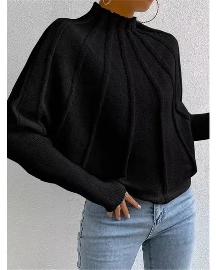 Knit Pullover Sweater with Batwing Sleeves for Women