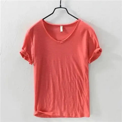 Men's Slim Fit V-Neck T-Shirt - 100% Cotton, Comfortable and Stylish