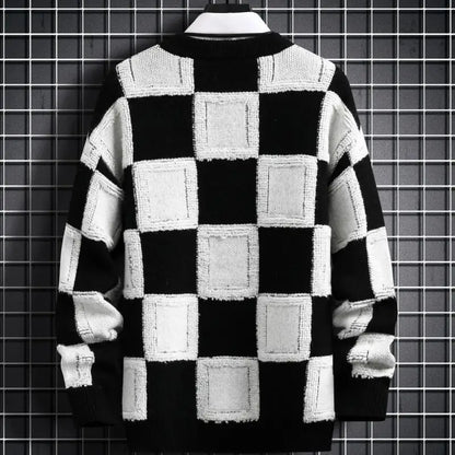 Men's Korean Style Thick Checkered Sweater