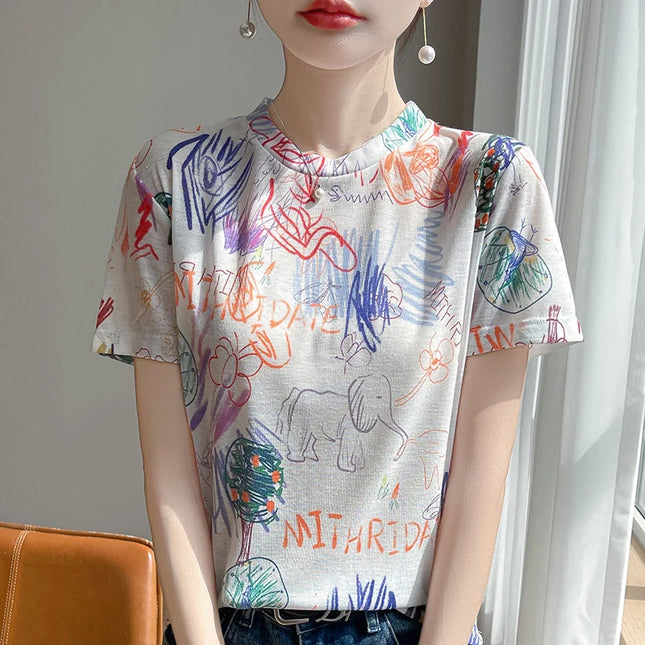 Elegant Women's Satin Silk V-Neck Short Sleeve Blouse