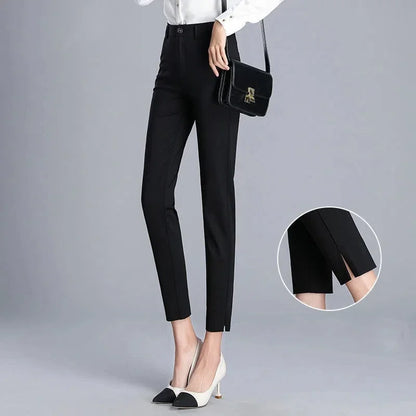Women's Cropped Zipper Pencil Pants - Stylish Trousers for Women