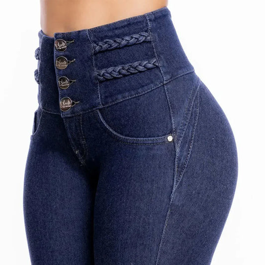 High-Waisted Women's Stretch Denim Pants