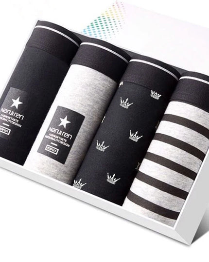 4 Pack Men's Cotton Boxer Shorts - Soft and Stylish Underwear - Various Design Combinations